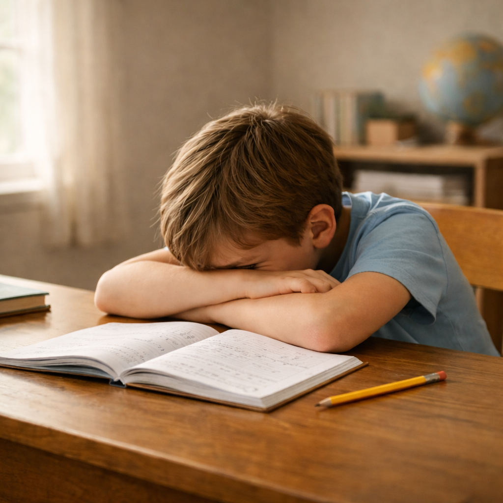 Child facing homework challenge