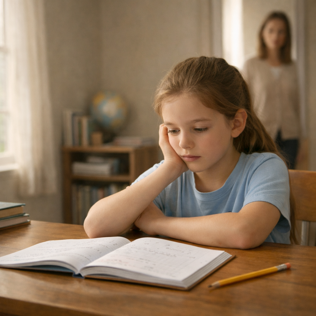 Child facing homework despair