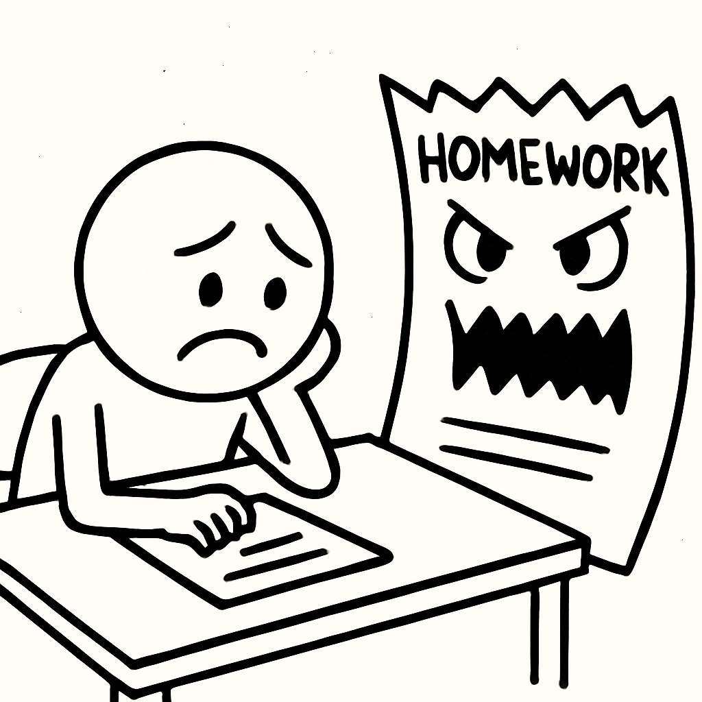 Child working with homework, stressed, illustrating the problem PlayTellect addresses